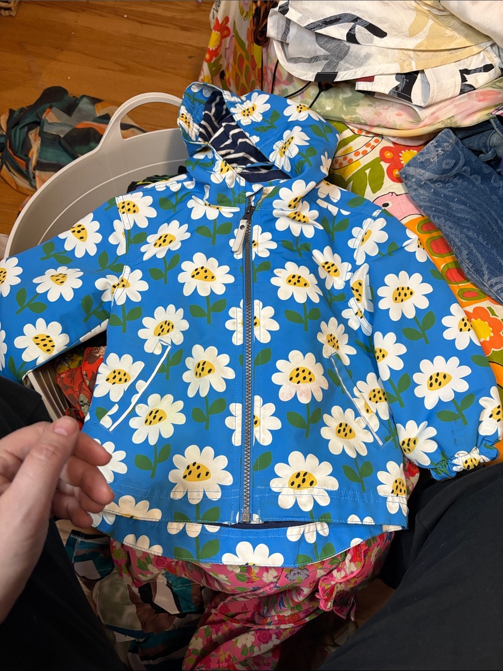 Hanna Andersson Bright Blue Daisy Hooded Jacket